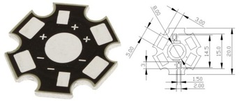 МОЩНЫЙ СВЕТОДИОД 1ВТ BRIDGELUX 20000K, 45мил, печатная плата