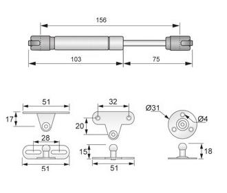 Мебельный подъемник MINI 60N, газовый привод заслонки