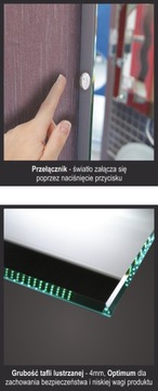 ПОЛОВИННОЕ ЗЕРКАЛО 36*50 С ПОДСВЕТКОЙ 60 С ЭЛЕКТРОПИТАНИЕМ
