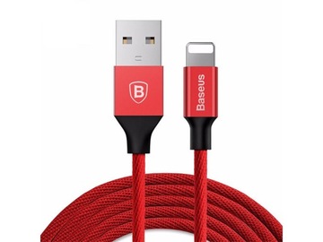 Kabel USB do Apple Lightning 8-pin BASEUS 2,4A 1,8m mocny oplot 180cm