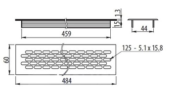 вентиляционная решетка для холодильника 485х60 АЛЮМИНИЙ