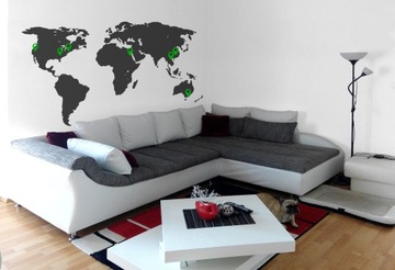 Naklejka ścienna mapa świata kontynenty na ścianę do biura 100 cm