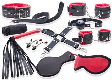 Bondage Wytrzymały ZESTAW BDSM 12 PRZEDMIOTÓW