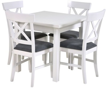 Stół 80x80/125 + 4 krzesła z krzyżem do salonu