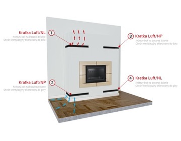 LUFT SF SLIM решетка каминная угловая, левая, 76x54x9