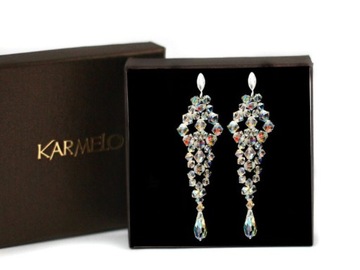 Biżuteria kryształy Swarovski Kolczyki 8cm AB KR50