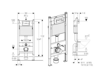 GEBERIT DUOFIX BASIC zestaw: stelaż do miski WC H-112 UP100 + wsporniki