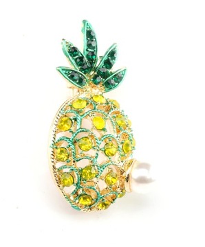 BG3884N BROSZKA OWOC ANANAS CYRKONIE 44mm PERŁA