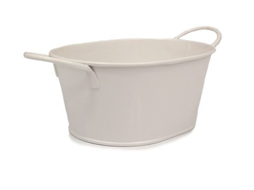 MISKA MISECZKA OSŁONKA METAL 2 uchwyty BIAŁA 15 cm