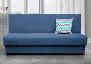 mała wersalka ADELA MINI niebieska sofa bez boków z pojemnikiem sprężyny