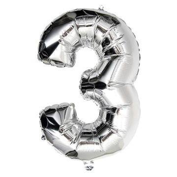 Balon Foliowe Cyferki Foliowy Cyfra 3 Srebrna 40cm