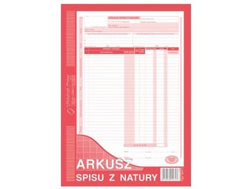 Druk Arkusz spisu z natury Mipro A4 341-1