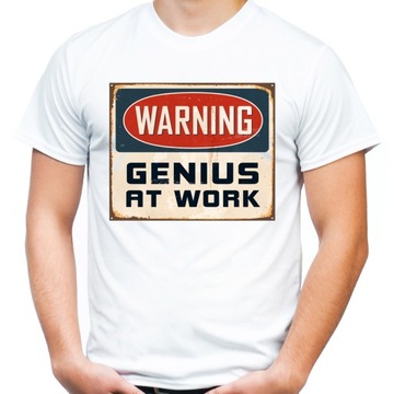 Koszulka na prezent warning genius at work hq -XXL