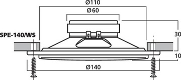 Monacor SPE-140/WS Громкоговоритель скрытого монтажа 10WRMS