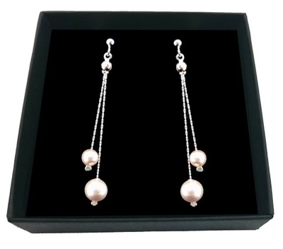 Kolczyki srebrne z białymi perłami, długie 299