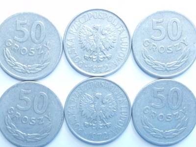Moneta 50 gr groszy 1972 r ładna
