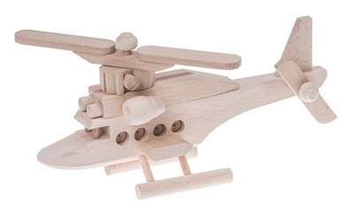 DREWNIANY HELIKOPTER ŚMIGŁOWIEC zabawka DECOUPAGE