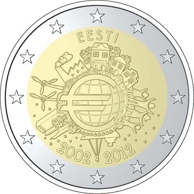 2 Euro 2012 - Estonia ( 10 lat euro w obiegu )