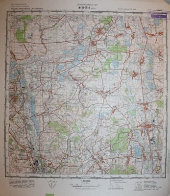 MAPA SZTAB GENERALNY WP KĘTY CZECHOWICE DZIEDZICE WILAMOWICE TAJNE PRL