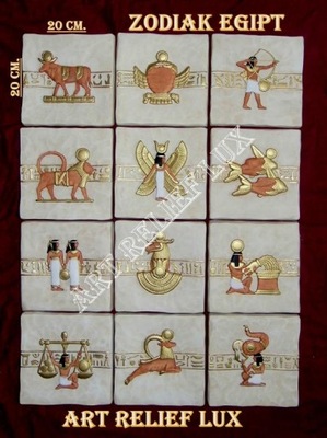 ZNAKI ZODIAKU ZODIAK ZNAK SZTUKATERIA EGIPT ZODIAC