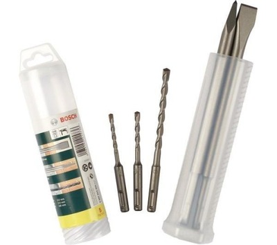 BOSCH Zestaw 3 wiertła SDS-plus + 2 dłuta