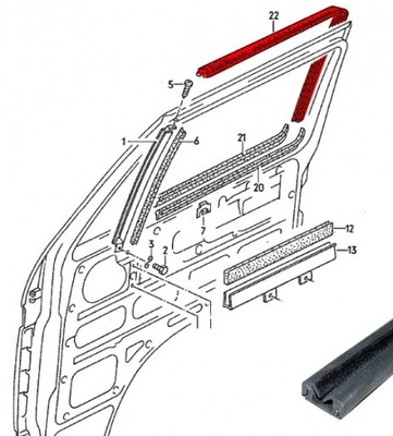 GASKET GUIDE GLASS BIG VW BUS T3 / LT - milautoparts-fr.ukrlive.com