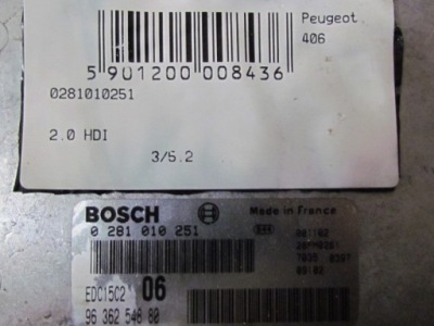 Бортовой компьютер peugeot 406 2.0 hdi bosch 0281010251 фото №1