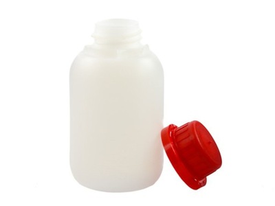 Butelka HDPE 150 ml + nakrętka z plombą czerwona