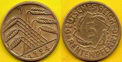 NIEMCY 5 Rentenpfennig 1924 r J