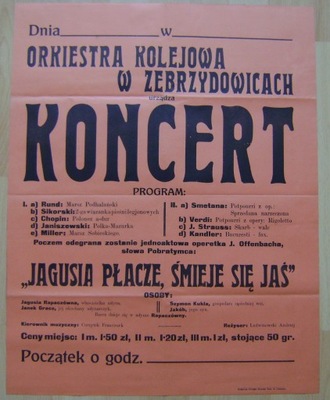 ZEBRZYDOWICE -KONCERT- AFISZ- ORKIESTRA KOLEJOWA