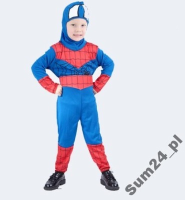 Strój SPIDERMAN kombinezon, kaptur 3-4 lata