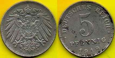 NIEMCY 5 Pfennig 1918 r. A Fe