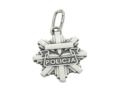 Posrebrzany wisiorek odznaka policyjna policja