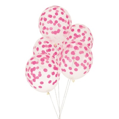 Balony z prawdziwym różowym konfetti 5 szt