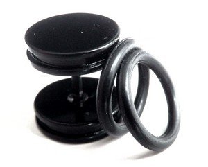 tunel oszukany kolczyk fake czarny O-ring 6mm