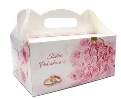 Opakowanie pudełko na ciasto ślubne różowe 10 szt