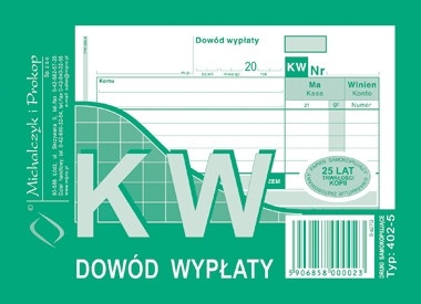 BLOCZEK DRUK KW DOWÓD WYPŁATY A6 80 KARTEK