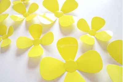 Kwiaty. Żółte kwiatki, koniczynki, naklejka 3D