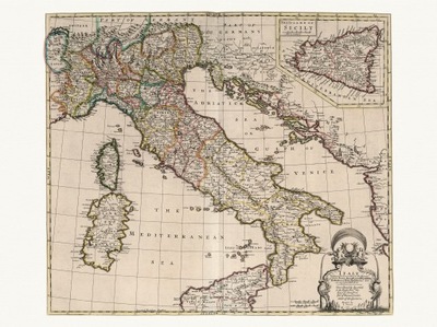 WŁOCHY bogato zdobiona mapa Senex 1721