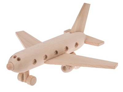 Drewniany SAMOLOT pasażerski zabawka DECOUPAGE EKO