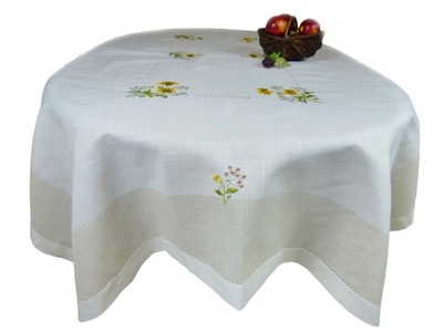 Kraina obrus mereżka len 160x260 beż SŁONECZNIKI