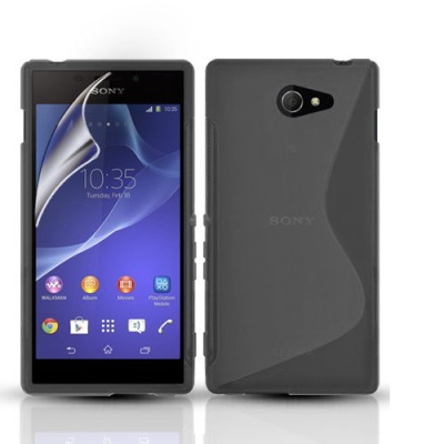 GUMA gumowe ETUI CASE S-line Sony XPERIA M2+SZKŁO