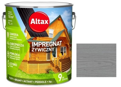 ALTAX IMPREGNAT ŻYWICZNY DO DREWNA 9L - SZARY - 9 LAT OCHRONY