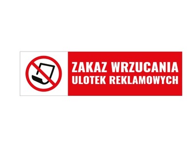 Naklejka Na Skrzynkę - ZAKAZ WRZUCANIA ULOTEK !!!