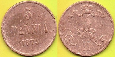 Finlandia 5 Pennia 1875 r.