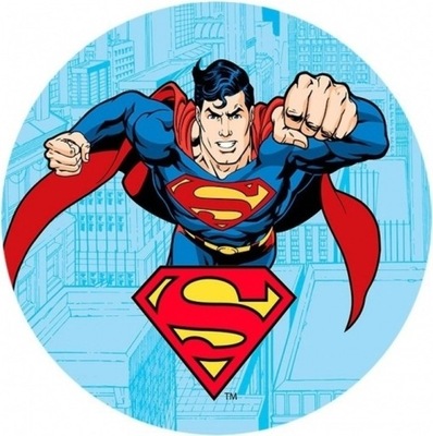 OPŁATEK NA TORT SUPERMAN OKRĄGŁY GRUBY 20CM!