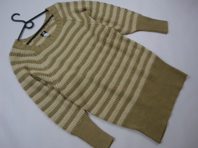 BŁYSZCZĄCY długi sweter tunika paski H&M 36/38