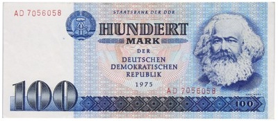 Niemcy - DDR - BANKNOT - 100 Marek 1975 - MARX