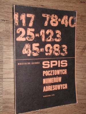 SPIS POCZTOWYCH NUMEROW ADRESOWYCH 1974