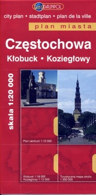 CZĘSTOCHOWA KŁOBUCK KOZIEGŁOWY PLAN MIASTA 1:20 000